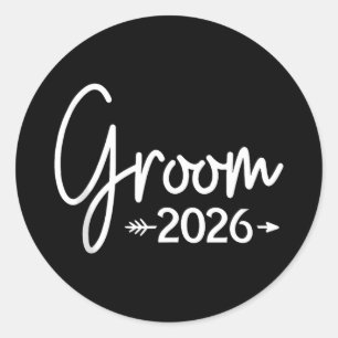 Pegatina Redonda Novio está 2026 casado boda fiesta nupcial