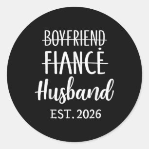 Pegatina Redonda Novio Fiancé Husband 2026 Para Boda Y Hueso