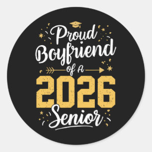 Pegatina Redonda Novio Orgulloso De Una Senior 2026 Cl De 2026 G