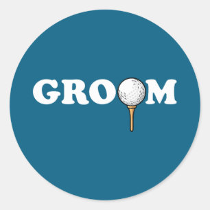 Pegatina Redonda Novio pelota de golf golfista hombres soltero dive