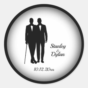 Pegatina Redonda Novios de boda gay