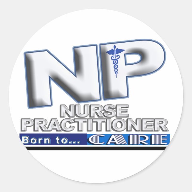 PEGATINA REDONDA NP - NACIDO PARA CUIDAR A SLOGAN - PROFESIONAL DE  (Anverso)