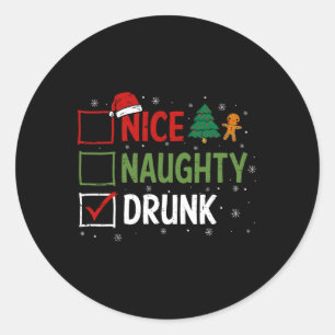 Pegatina Redonda Ntrapizados Navidades ebrios Pajamas Funny Santa H
