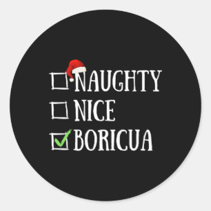 Pegatina Redonda Ntrina Niza Boricua Funny Puerto Rico Santa Hat C