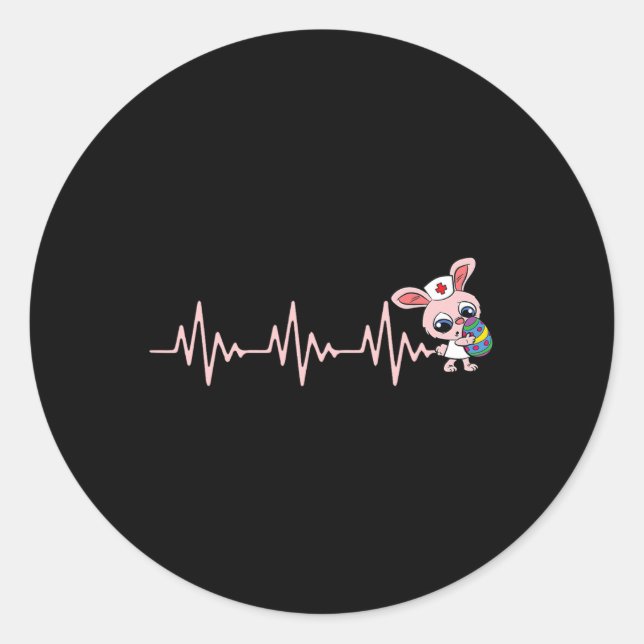 Pegatina Redonda Nu Conejo de Caza de Huevos de Pascua Nurse (Anverso)