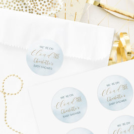 Pegatina Redonda Nube 9 Baby Shower Celeste