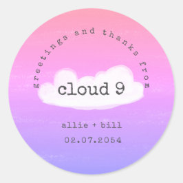 Pegatina Redonda Nube 9 Rosa Púrpura Divertida Lindo Gracioso Graci