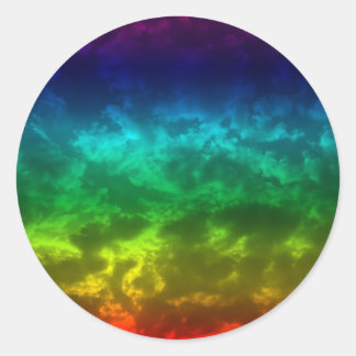 Pegatina Redonda nube arco iris