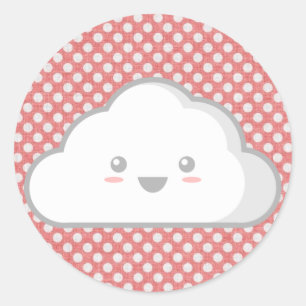 Pegatina Redonda Nube de Kawaii