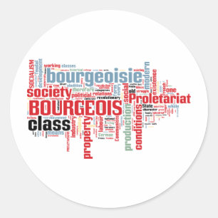 Pegatina Redonda Nube de palabras del manifiesto comunista