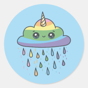 Pegatina Redonda Nube de unicornio