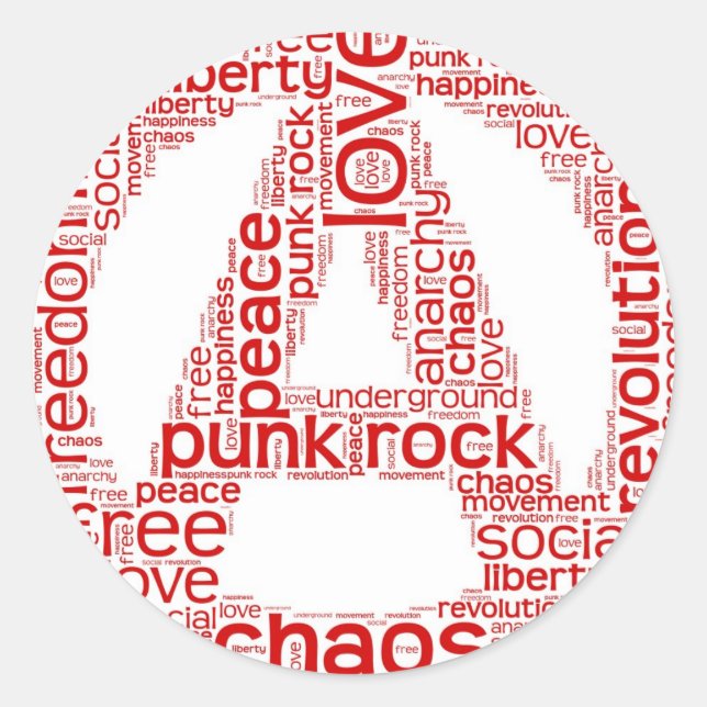 Pegatina Redonda Nube mundial en forma de anarquía (Anverso)