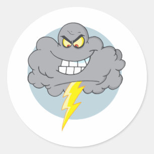 Pegatina Redonda Nube negra personalizado con relámpago