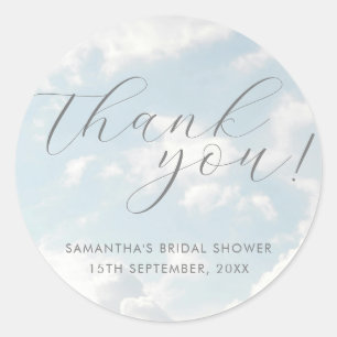 Pegatina Redonda Nube Nueve Cielo Azul Nublado Elegante Desayuno de