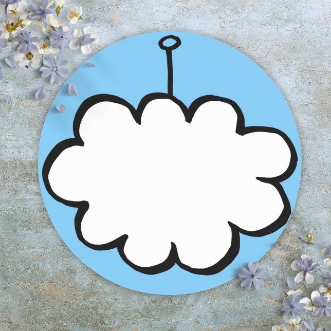 Pegatina Redonda Nube Personalizada en una Cuerda (Personalized Cloud on a String Classic Round Sticker)
