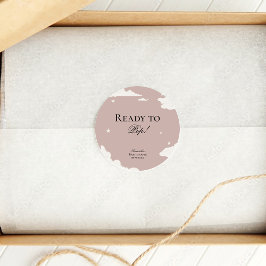 Pegatina Redonda Nube rosa rusa mínima Listo para la ducha de bebé