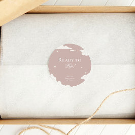 Pegatina Redonda Nube rosa rusa mínima Listo para la ducha de bebé