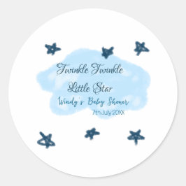 Pegatina Redonda Nubes azules parpadean Twinkle Little Star baby sh