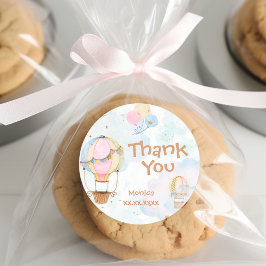 Pegatina Redonda Nubes cielo caliente globos de aire caliente cumpl