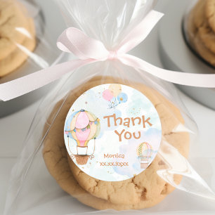 Pegatina Redonda Nubes cielo caliente globos de aire caliente cumpl