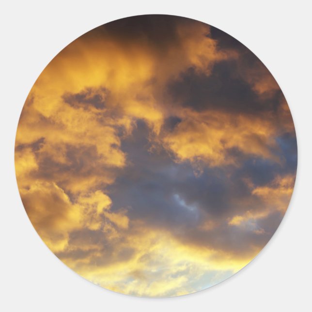 Pegatina Redonda Nubes de atardecer (Anverso)