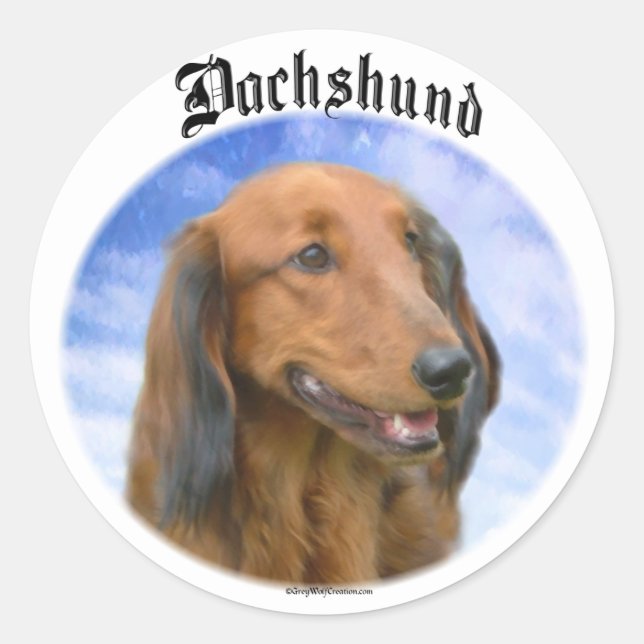 Pegatina Redonda Nubes de Dachshund (Anverso)