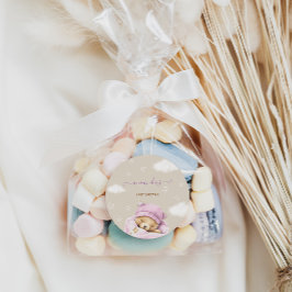 Pegatina Redonda Nubes de oso bebé ducha