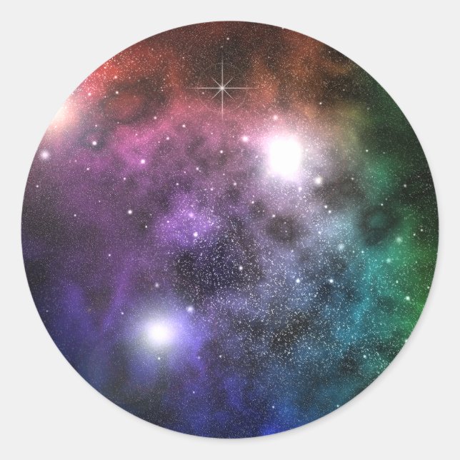 Pegatina Redonda Nubes espaciales (Anverso)