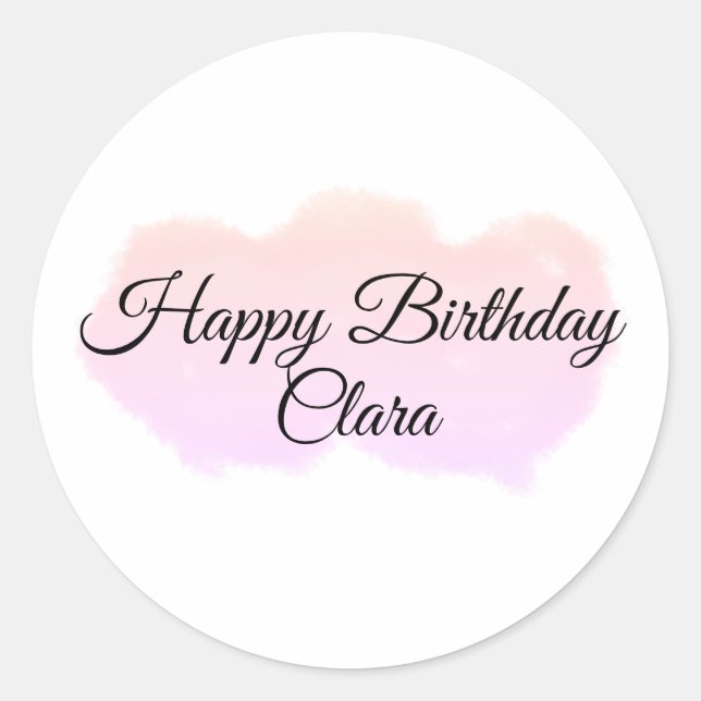 Pegatina Redonda Nubes naranjas rosas pastel feliz cumpleaños moder (Anverso)