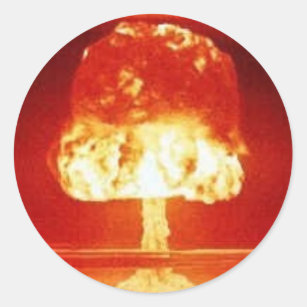 Pegatina Redonda nuclear-explosión
