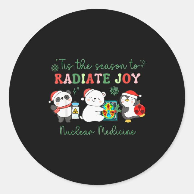 Pegatina Redonda Nuclear Medicine Tech Christmas Holiday Radiology  (Anverso)