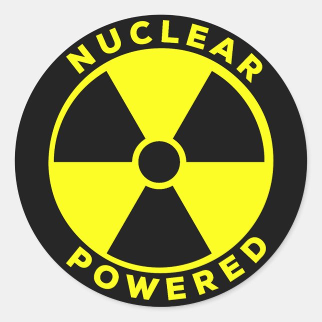 Pegatina Redonda Nuclear Powered (Anverso)