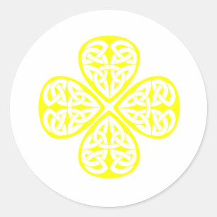 Pegatina Redonda nudo amarillo del celtic del trébol