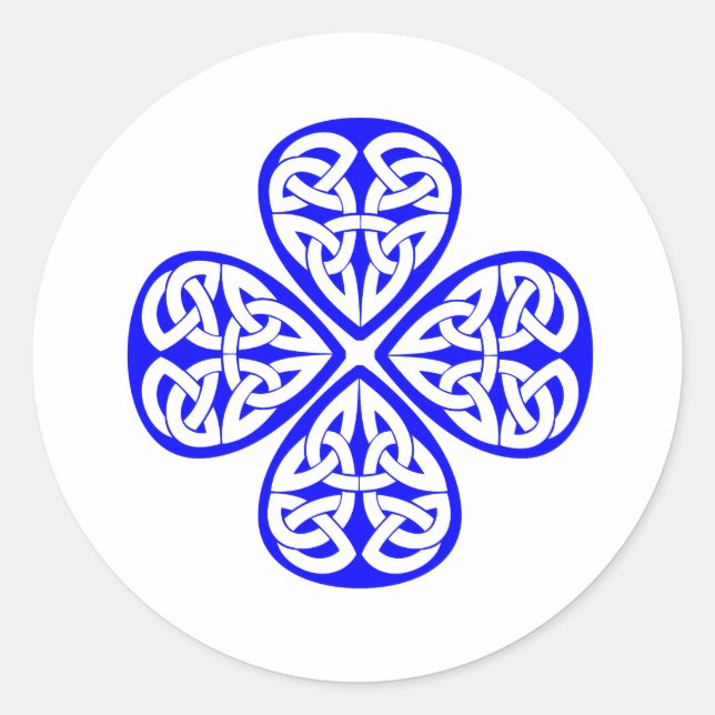 Pegatina Redonda nudo celático de shamrock azul (Anverso)