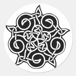Pegatina Redonda Nudo Celta Blanco Y Negro