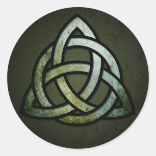 Pegatina Redonda Nudo céltico de Triquet (plata y negro, verde del
