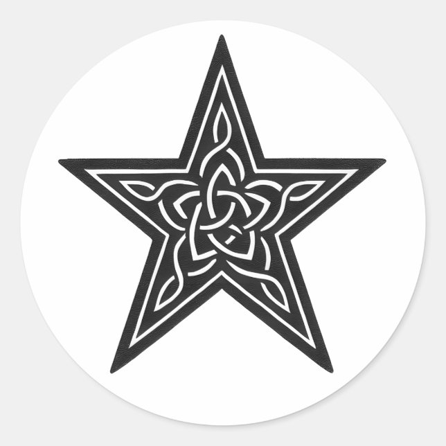Pegatina Redonda Nudo Estelar Celta – Emblema de Tinta (Anverso)