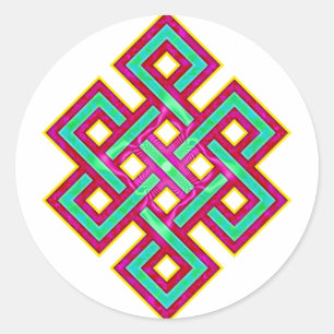 Pegatina Redonda Nudo eterno budista