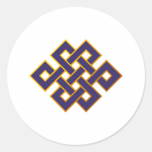 Pegatina Redonda Nudo eterno del Buddhism azul de las karmas de la