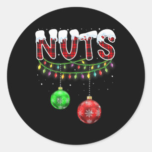 Pegatina Redonda Nueces de pecho coincidentes con castañas Navidade