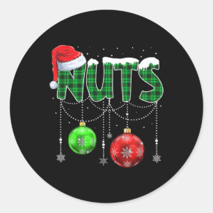 Pegatina Redonda Nueces de pecho coincidentes con castañas Navidade