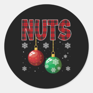 Pegatina Redonda Nueces de pecho coincidentes con castañas Navidade