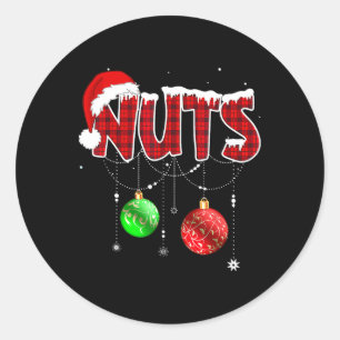 Pegatina Redonda Nueces de pecho que coinciden con castañas Navidad