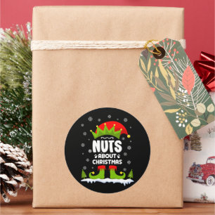 Pegatina Redonda Nueces sobre Navidades Graciosos Regalos De Noches