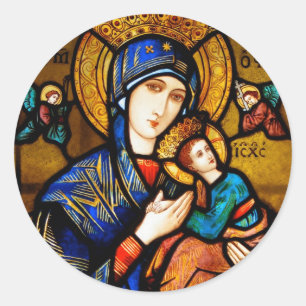 Pegatina Redonda nuestra dama de ayuda perpetua