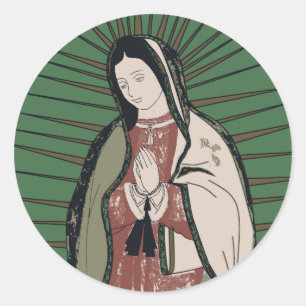 Pegatina Redonda nuestra dama de guadalupe