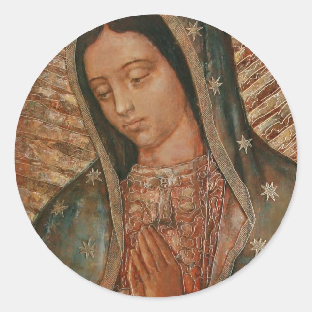 Pegatina Redonda nuestra dama de guadalupe (Anverso)