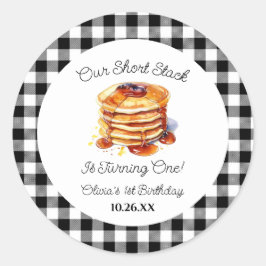 Pegatina Redonda Nuestra fiesta de cumpleaños para el desayuno con 