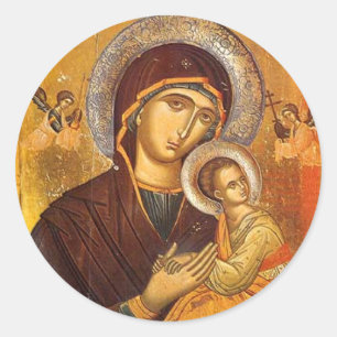 Pegatina Redonda Nuestra madre de la ayuda perpetua