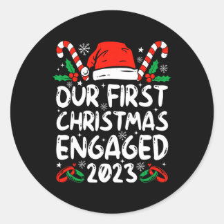 Pegatina Redonda Nuestra Primera Navidad Comprometida 2023 Familia 